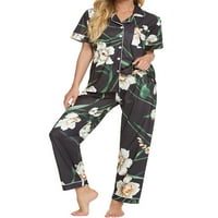 Уникални изгодни Дамски флорални Бутон надолу пижама комплект спално облекло Комплекти