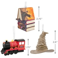 Отличителен знак Хари Потър подредени книги, Сортиране шапка и Хогуортс Експрес коледни орнаменти, комплект