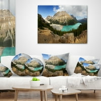 Дизайнарт Пейто езеро ледникова Панорама - пейзажна печатна възглавница за хвърляне-16х16