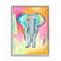 Ступел Индъстрис Цветен слон с абстрактни пастелни фон рамкирани стена арт дизайн от Дженифър Маккъли, 11