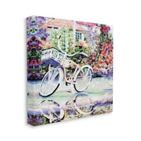 Ступел индустрии пролетна кошница велосипед цъфтят Празнични Флорални вила страна живопис галерия-увити платно