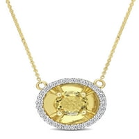 Каратов Т. Г. в. цитрин и каратов диамант 10кт жълт златен диск огърлица