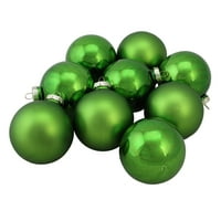 9-парче лъскава и матирана трева зелена стъклена топка Коледен орнамент комплект 2.5