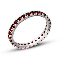 14к Бяло злато рубин диамант 3-парче вечността лента пръстен комплект