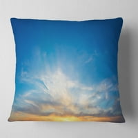 Дизайнарт Светло синьо вечерно небе Панорама-съвременен пейзаж отпечатан хвърли възглавница - 18х18
