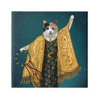 Ступел индустрии Модерен котка традиционни шарени Бохо облекло портрет графика галерия увити платно печат стена изкуство, дизайн от къща от роза