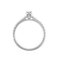 Завинаги Булка . Диамантен овален годежен пръстен от 10К Бяло Злато, размер 7