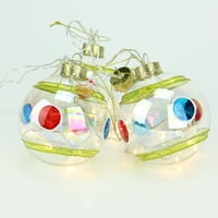 Комплект от ясни батерии експлоатирани доведе осветена ивица и точка момиче Коледа топка орнаменти 3.25