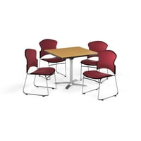 Многофункционална стая за почивка, 36 квадратна флип-Топ маса с столове от плат стек, дъбово покритие с Военноморски седалки