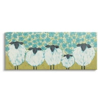 Ступел индустрии овце семейство Синя Маргаритка модел живопис галерия увити платно печат стена изкуство,