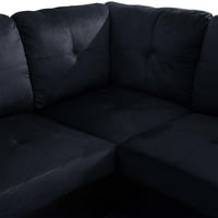 Аукфа секционен диван, хол диван с лице към дясно шезлонг, табуретка за съхранение, тъмно синьо