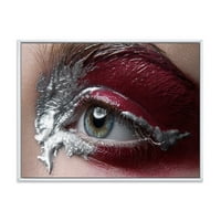 Дизайнарт 'затваряне на женско око с Червен Грим' модерна рамка платно стена арт принт