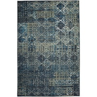 Мохок дом призматичен Сомърсет син преходен Пачуърк геометрична точност отпечатана площ килим, 8 'х10', синьо