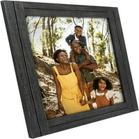 Американскифлат рустикална рамка за картина в черен въглен с текстурирано дърво и полирано стъкло-хоризонтални и вертикални формати за окачване на стена-стил Фер?