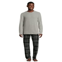 Ханес мъже и големи мъже Хтемп екипажа и уютен Микрофлийс панталони пижама комплект, 2-парче, размери с-5ХЛ