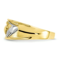 Първичен Златен каратово жълто злато и бяло родиево покритие Мъжки пръстен Кладах