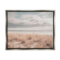 Ступел индустрии тревни океана Бряг Хоризонт снимка блясък сив плаваща рамка платно печат стена изкуство, дизайн от Нейтън Ларсън
