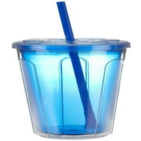 Копко Двойна студена чаша със слама, 24 унции, синя