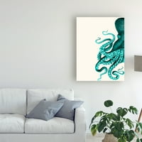 Марка изящно изкуство 'октопод зелено и крем а' платно изкуство от фаб фънки