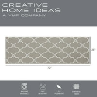 Пере се Устойчив на плъзгане килим, Геометричен, Светло сиво и бяло, 26 72