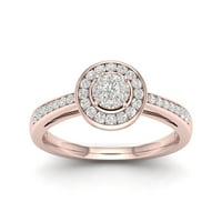 1 4к ТДВ диамант 10К Розово злато кръг ореол годежен пръстен