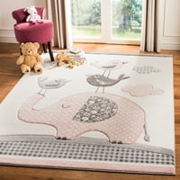 Карусел деца Гордан слон и туитове зона килим, розова слонова кост, 6'7 6'7 квадрат