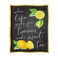 Изумете Се, Когато Животът Ви Дава Лимони Сладък Чай Фраза Храни И Напитки Живопис Злато Плават В Рамка Изкуство
